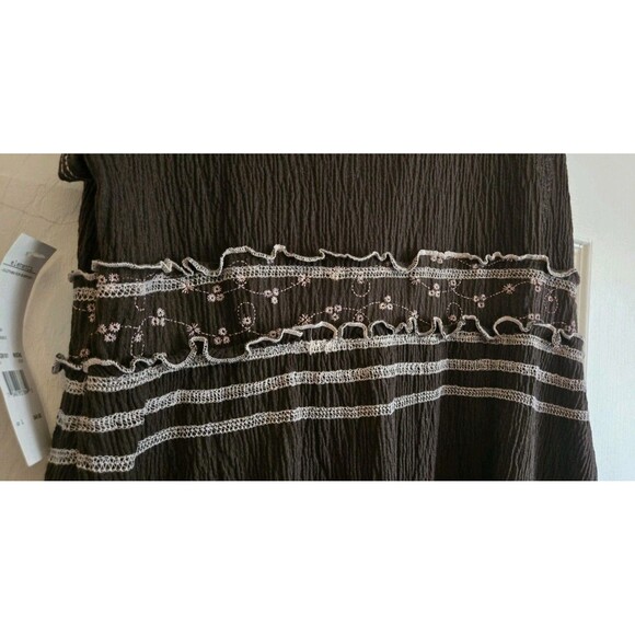 Elementz Mocha Brown Sleeveless Dress White Embroidery Detailing Size Large NWT - Picture 9 of 13